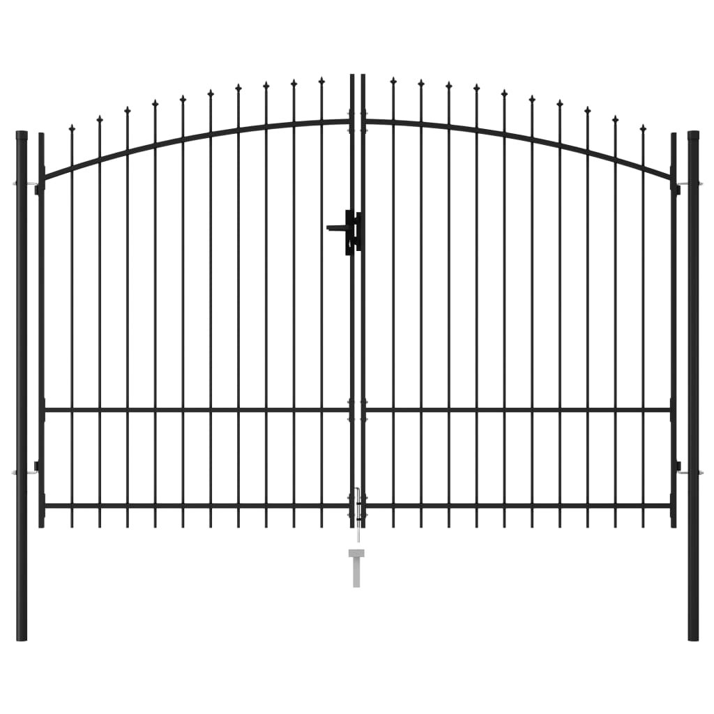 vidaXL Brama dwuskrzydłowa z grotami, stal, 3x1,75 m, czarna