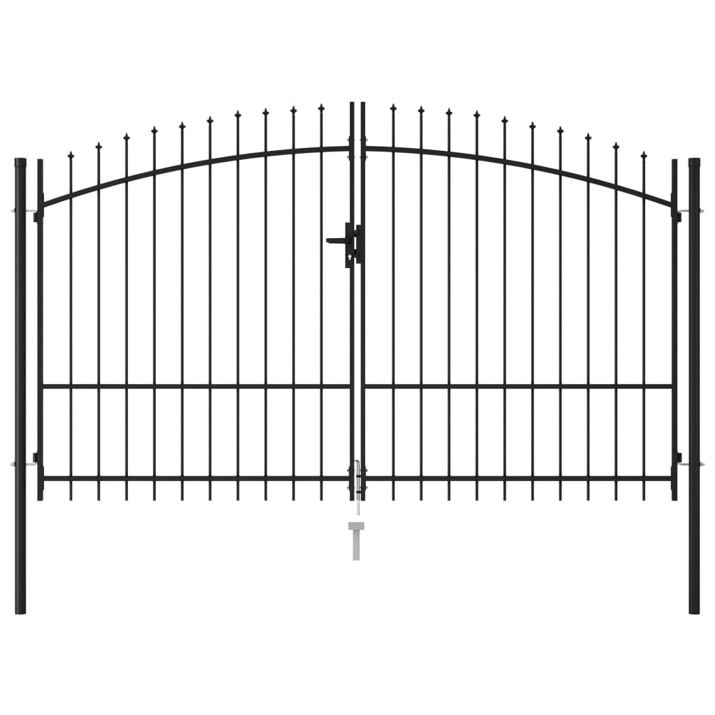 VidaXL Brama dwuskrzydłowa z grotami, stalowa, 3x2 m, czarna 145738        VidaXL VidaXL