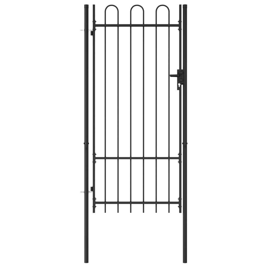 vidaXL Furtka jednoskrzydłowa z zaokrągleniai, stal, 1x2 m, czarna