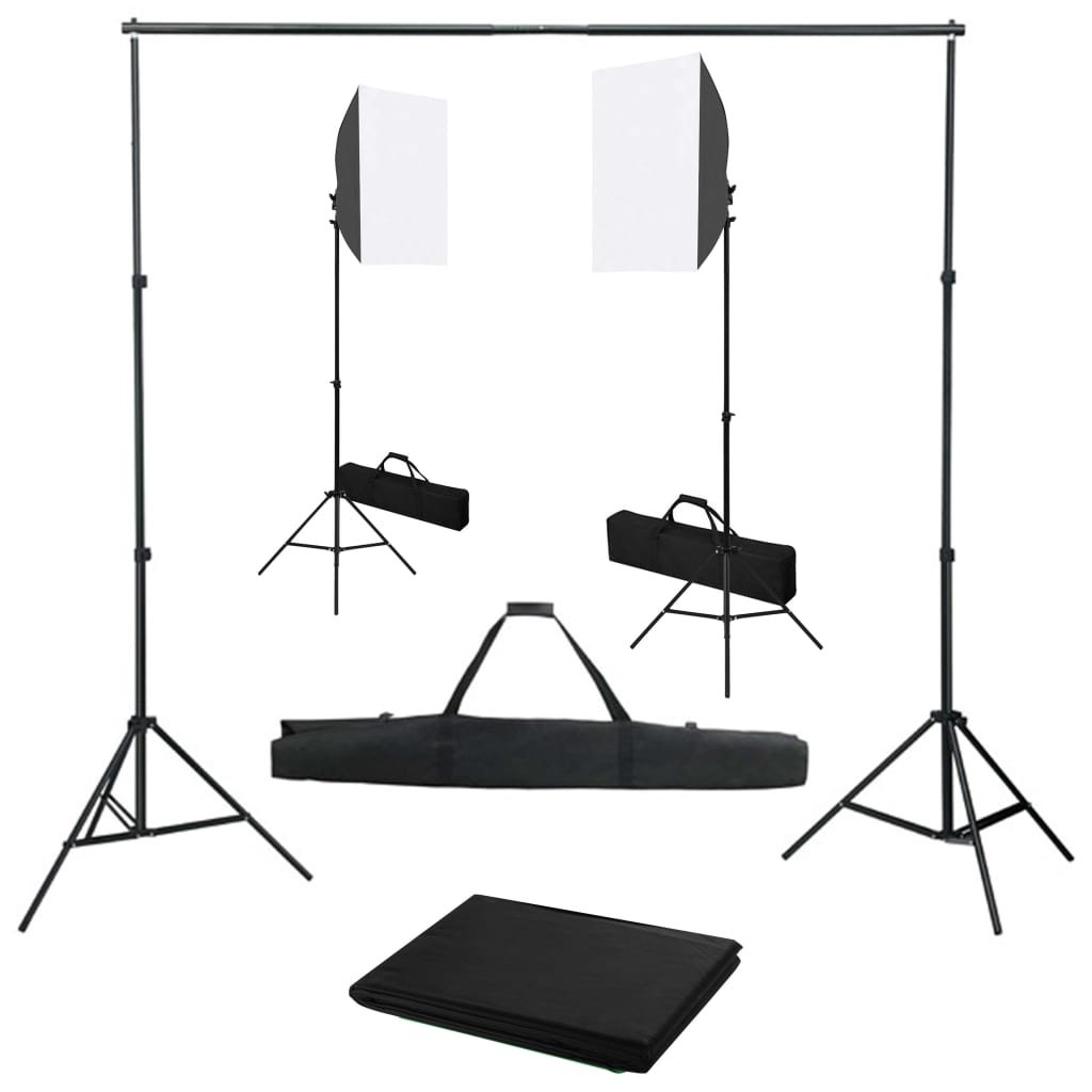 vidaXL Lampa studyjna Fotograficzny zestaw studyjny z lampami softbox i tłem 3055058