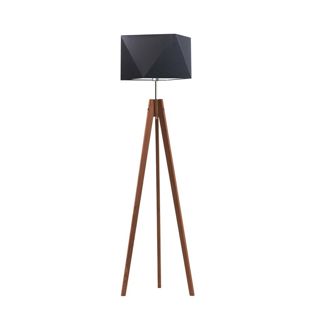 Lysne Lampa podłogowa LAGOS stelaż mahoń abażur czarny 88890065