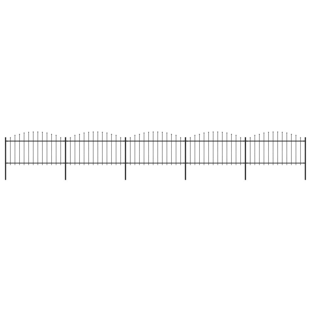 vidaxl Panele ogrodzeniowe z grotami, stal, (1,25-1,5) x 8,5 m, czarne