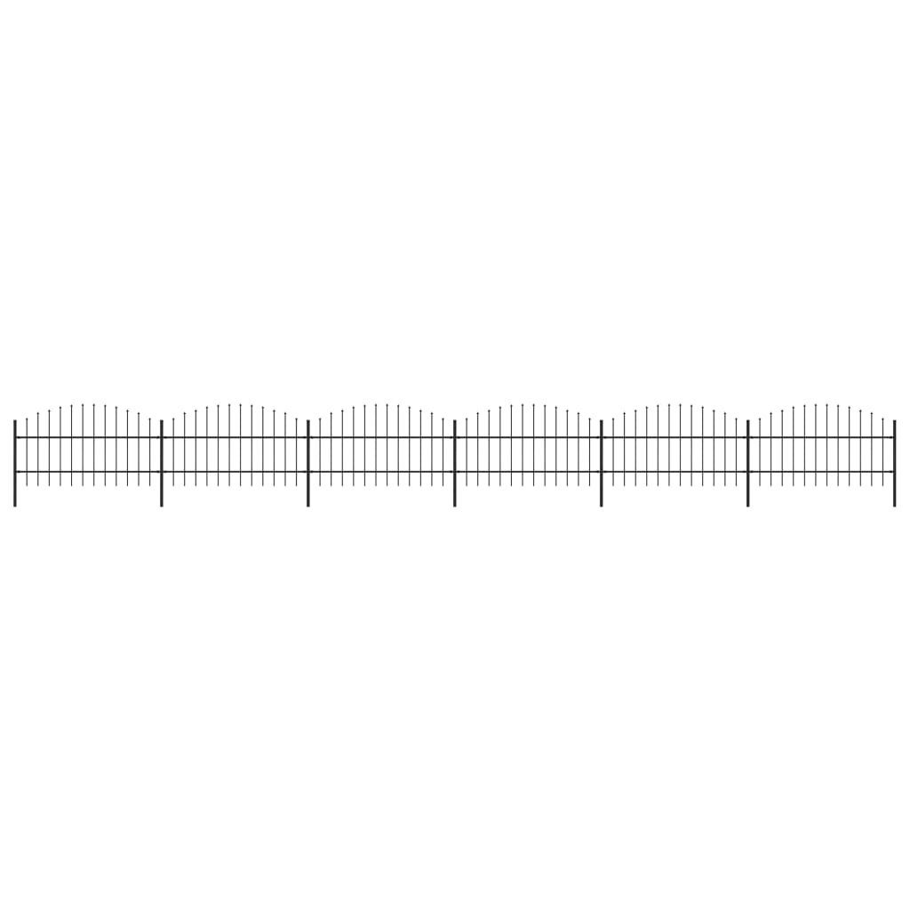 vidaxl Panele ogrodzeniowe z grotami, stal, (0,75-1) x 10,2 m, czarne
