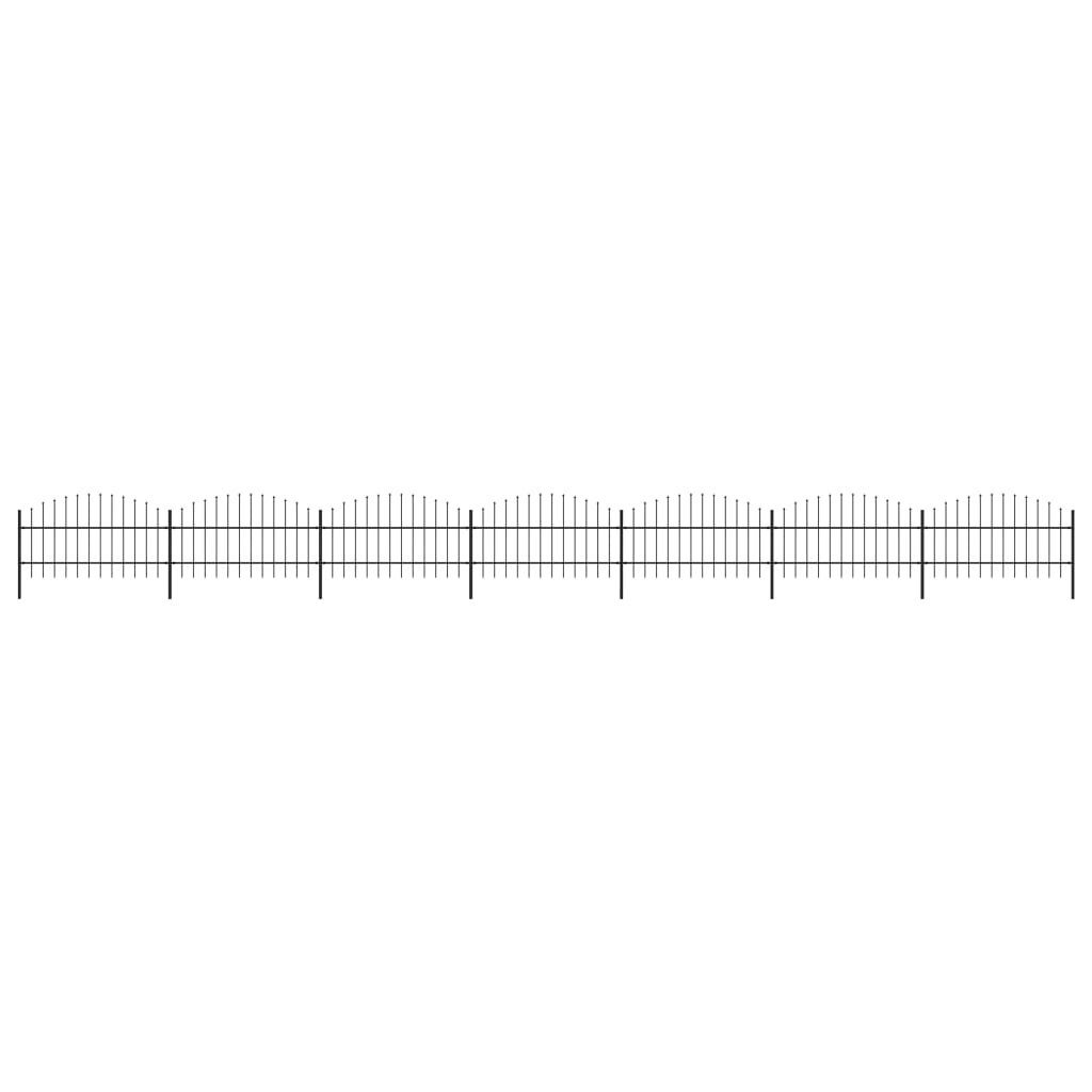 vidaxl Panele ogrodzeniowe z grotami, stal, (0,75-1)x11,9 m, czarne
