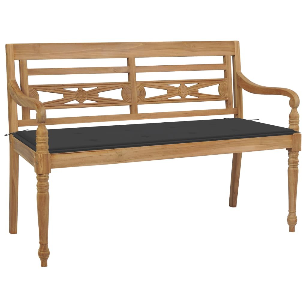 vidaXL Ławka Batavia z antracytową poduszką, 120 cm, drewno tekowe 3062154