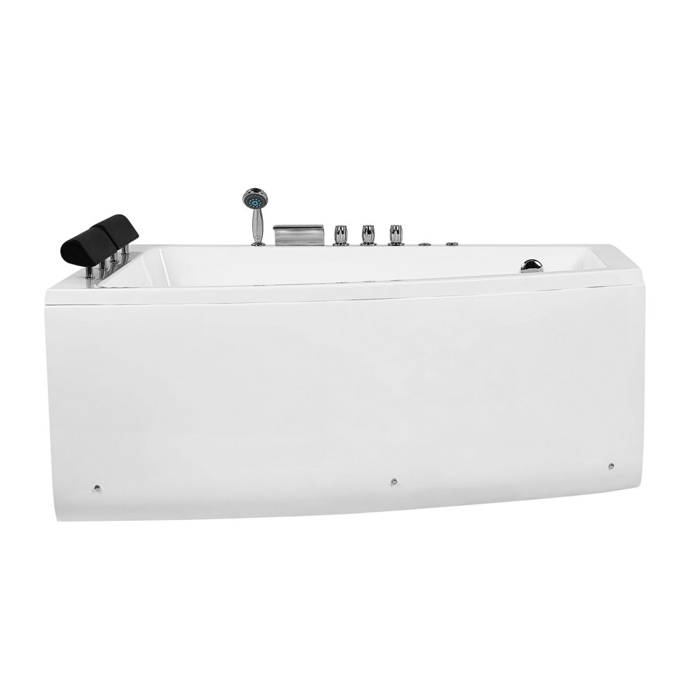Wanna narożna prawa LED z hydromasażem 182 x 122 cm biała SERRANA