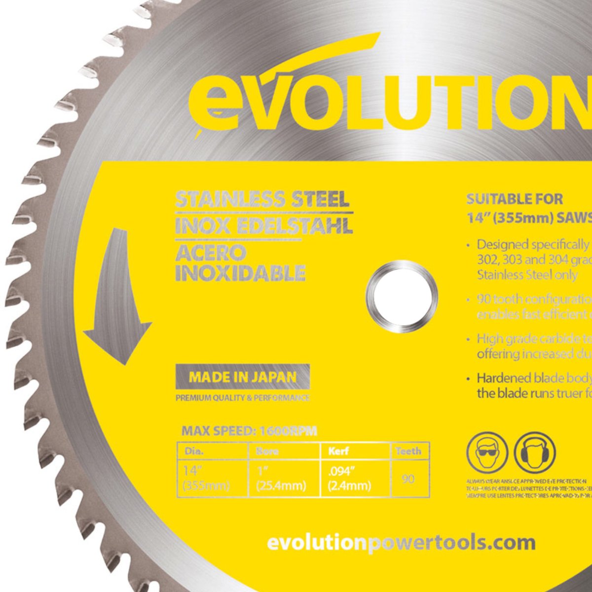 Tarcza Piła Widiowa Tct Do Cięcia Stali Nierdzewnej Evolution 355Mm - 90Z