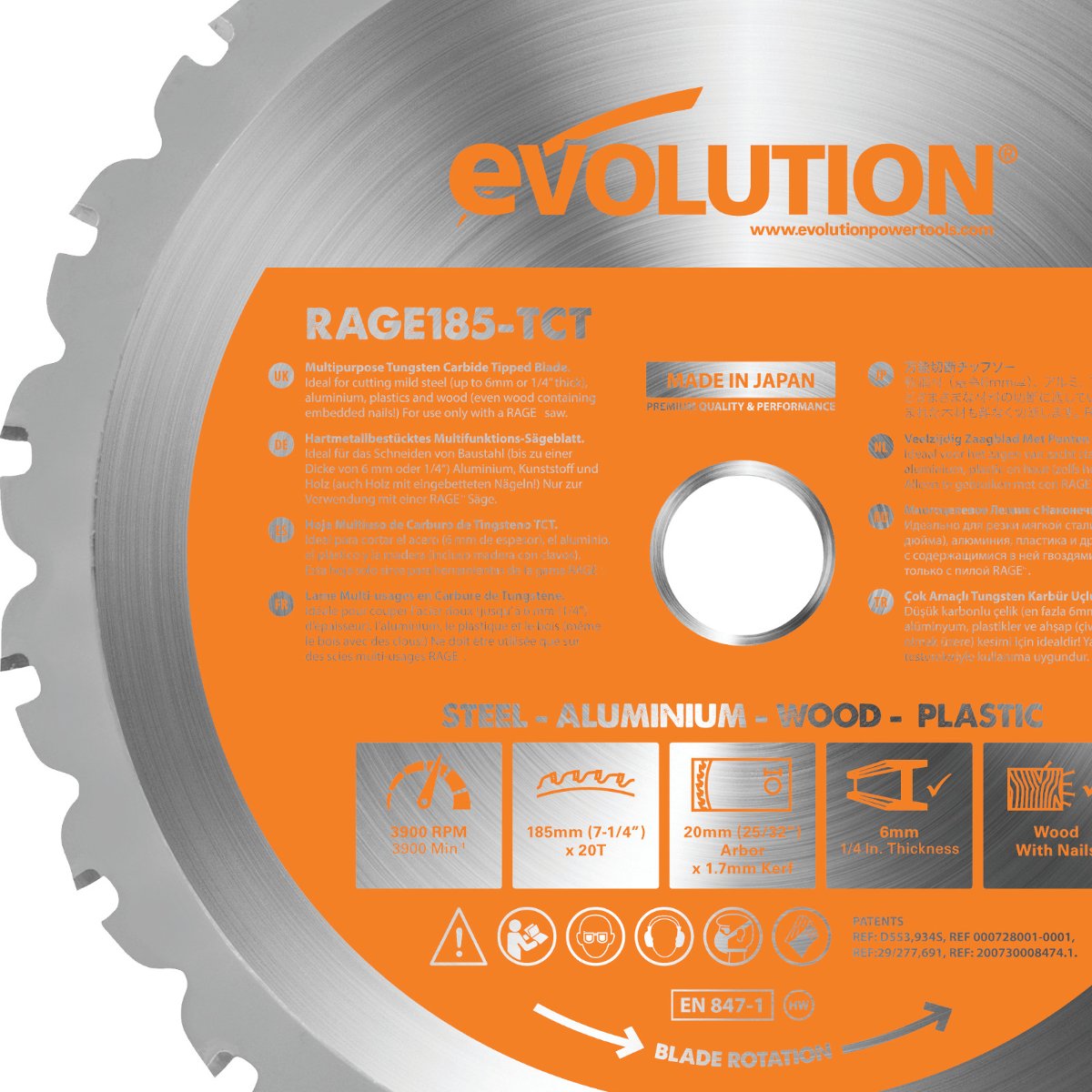 Tarcza Piła Widiowa Tct Wielozadaniowa Evolution Rage 185Mm - 20Z