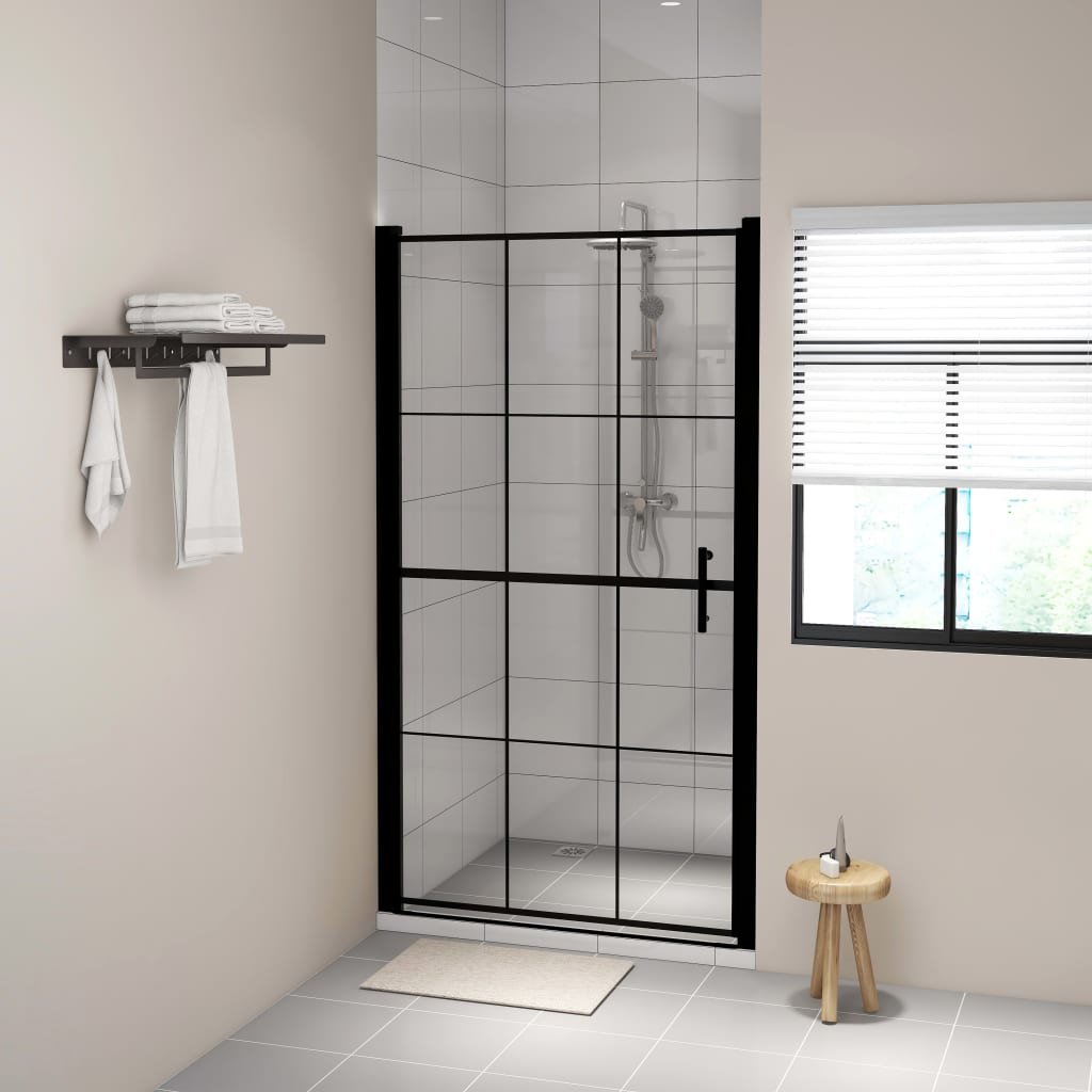 vidaXL Drzwi prysznicowe hartowane szkło 100x178 cm czarne 148889