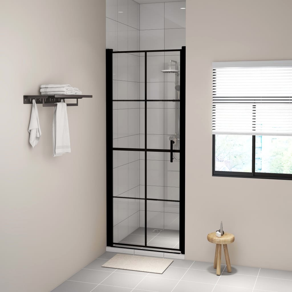vidaXL Drzwi prysznicowe hartowane szkło 91 x 195 cm czarne 148891