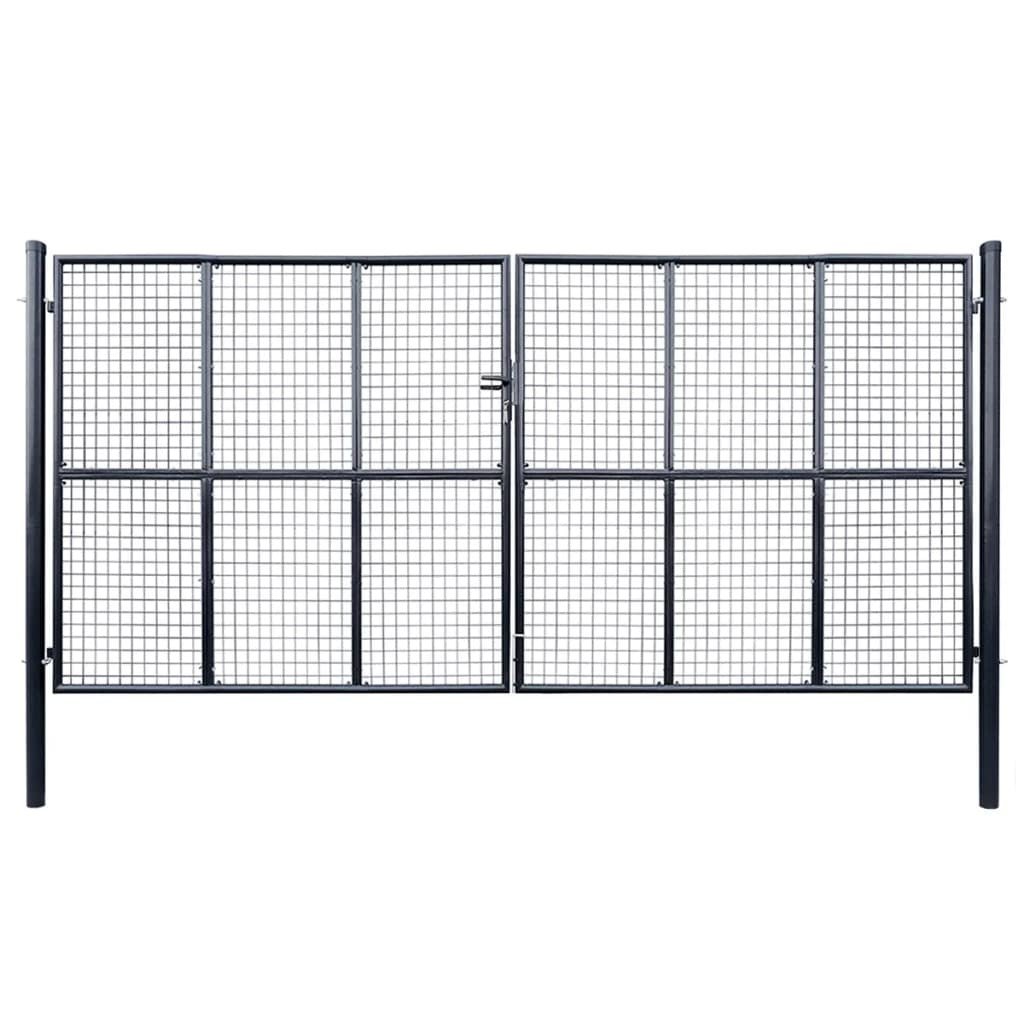 vidaXL Brama ogrodowa z siatki, galwanizowana stal, 400x200 cm, szara