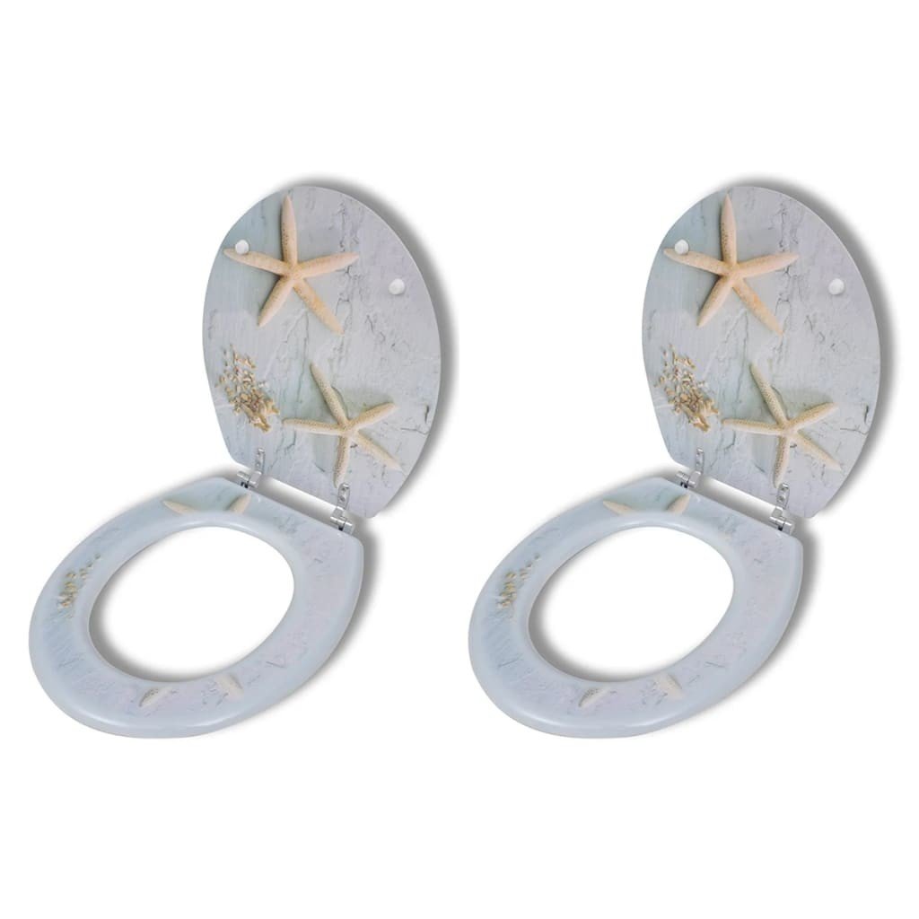 Deska klozetowa, 2 szt., MDF z nadrukiem rozgwiazdy