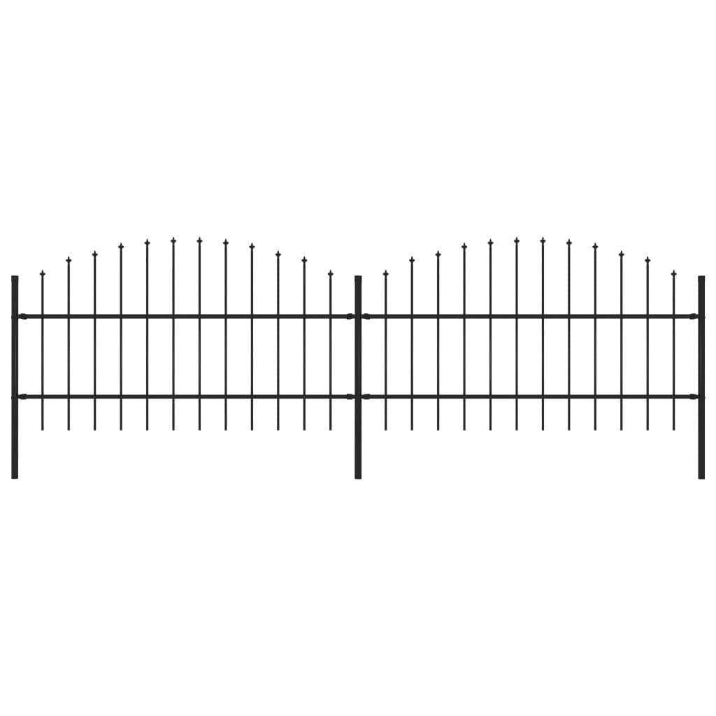 vidaxl Panele ogrodzeniowe z grotami, stal, (0,75-1) x 3,4 m, czarne