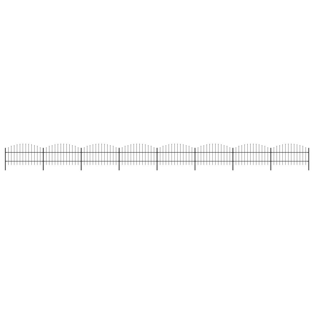 vidaxl Panele ogrodzeniowe z grotami, stal, (0,75-1) x 13,6 m, czarne