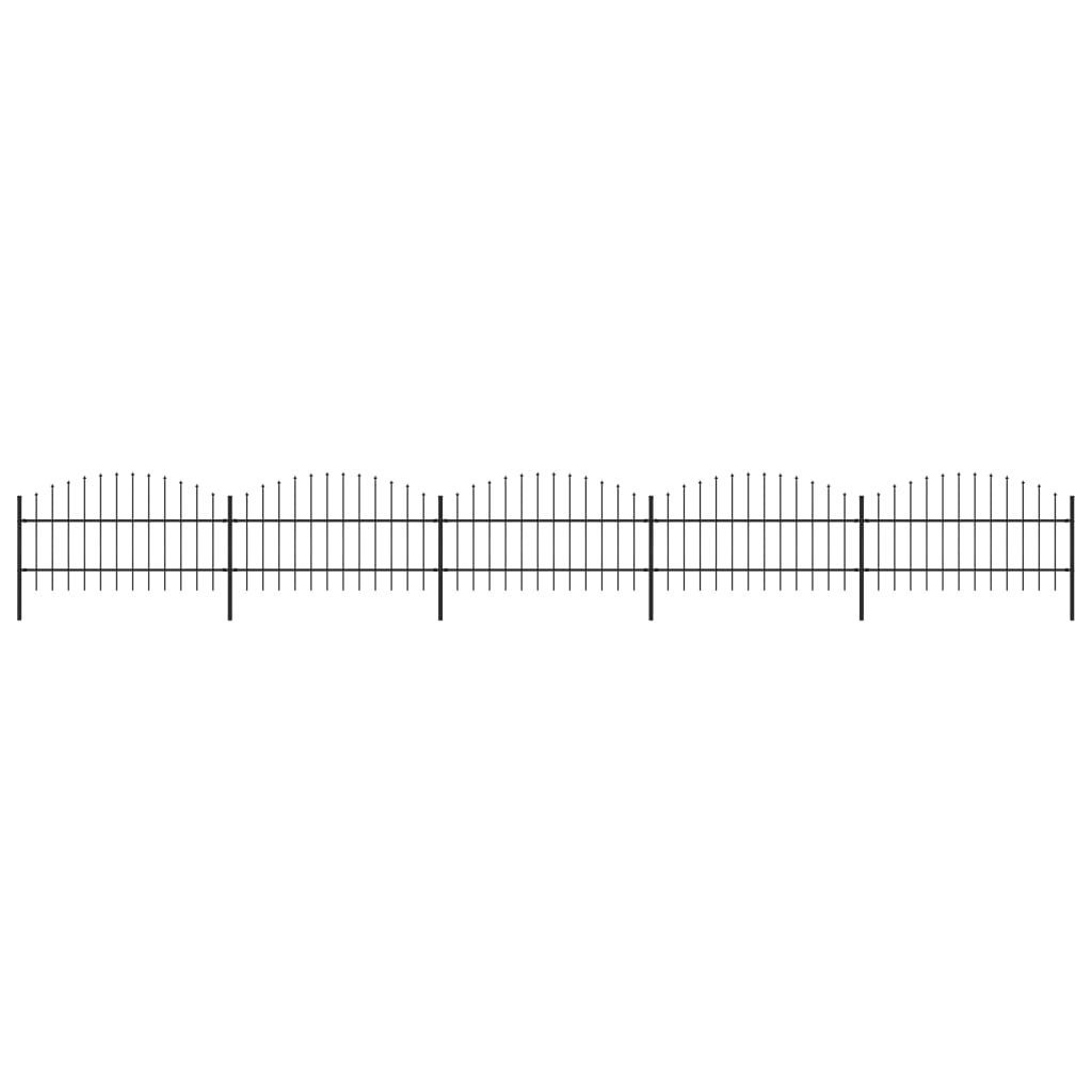 vidaxl Panele ogrodzeniowe z grotami, stal, (0,75-1) x 8,5 m, czarne
