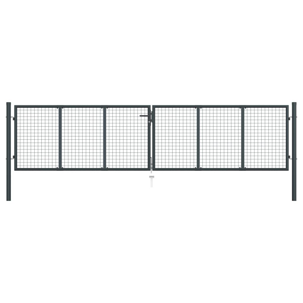 vidaXL Brama ogrodowa z siatki, galwanizowana stal, 400x150 cm, szara