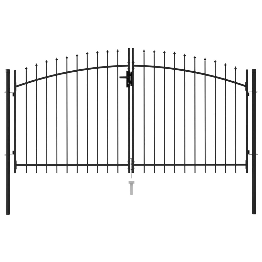 vidaXL Brama dwuskrzydłowa z grotami, stalowa, 3x1,5 m, czarna