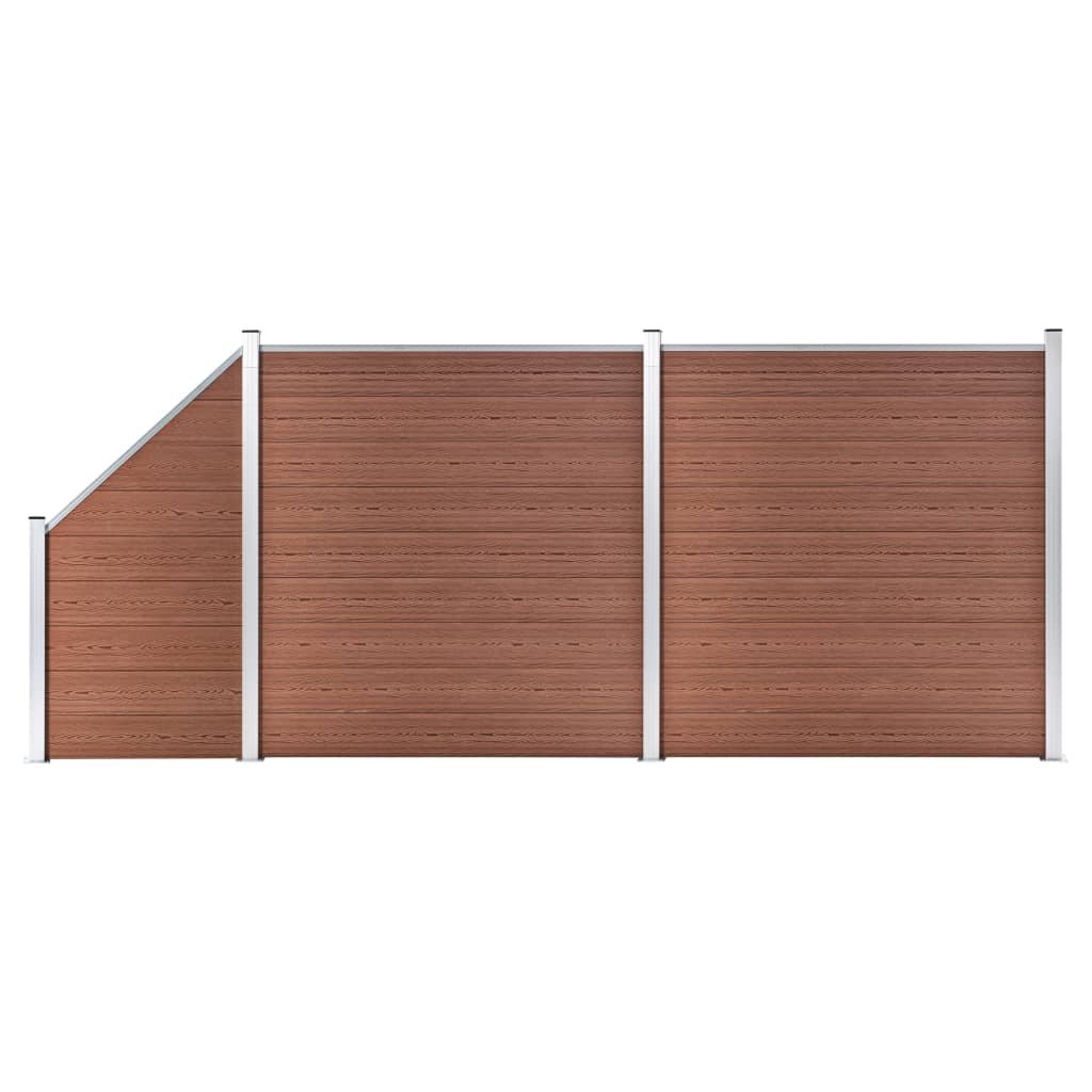 vidaxl Ogrodzenie WPC, 2 panele kwadratowe, 1 skośny 446x186 cm, szare 3053216
