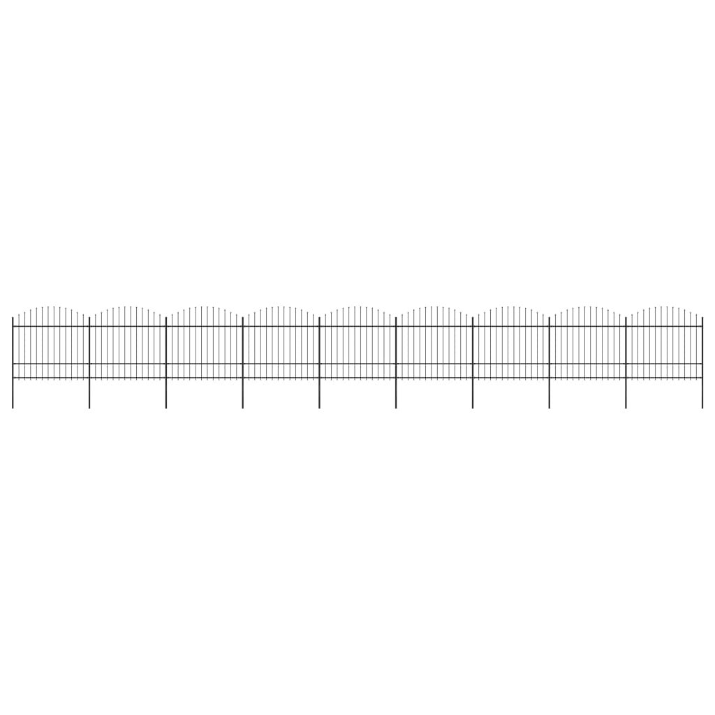 vidaxl Panele ogrodzeniowe z grotami, stal, (1,5-1,75) x 15,3 m, czarne