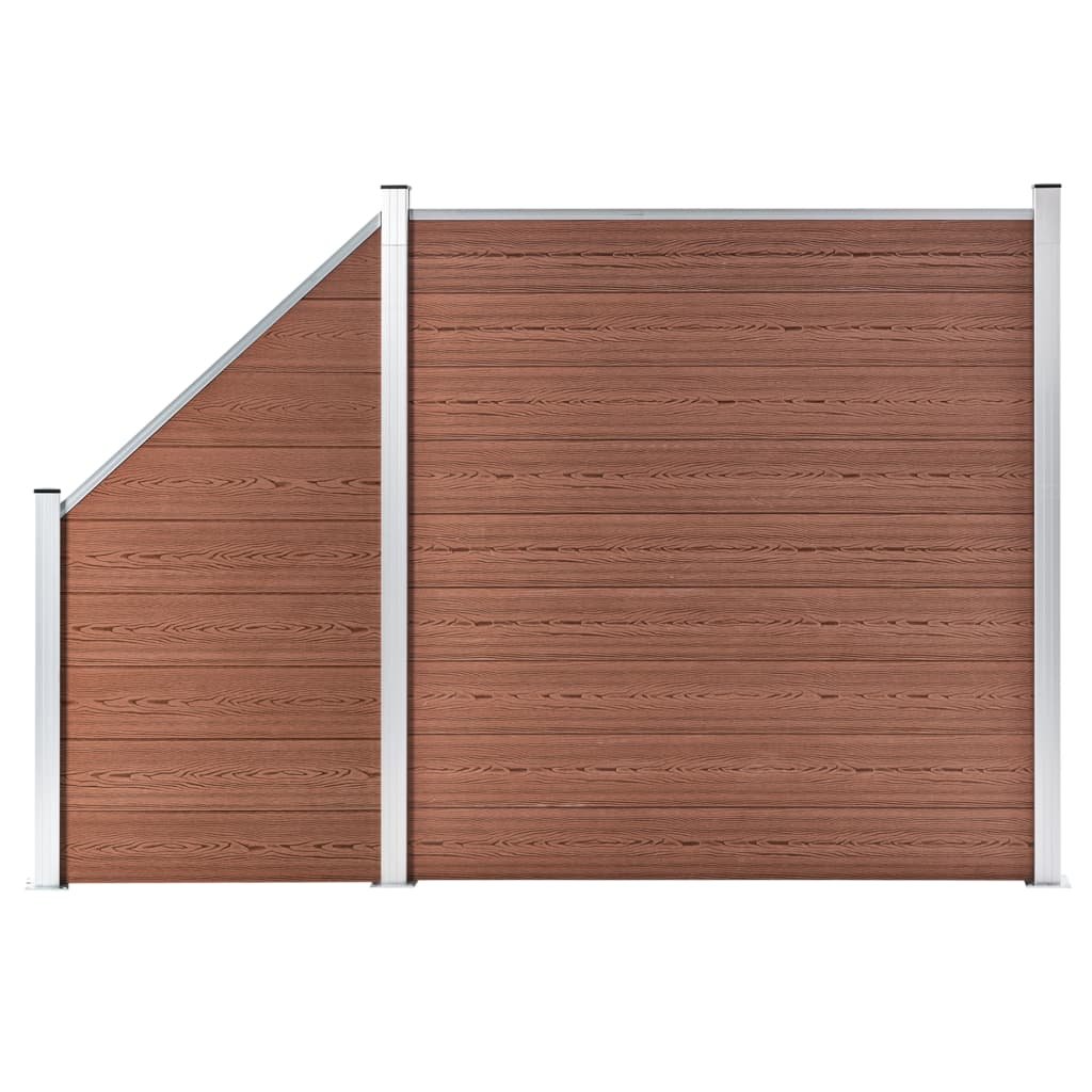 vidaxl Ogrodzenie WPC, 1 panel kwadratowy + 1 skośny, 273x186 cm, brąz 3054430