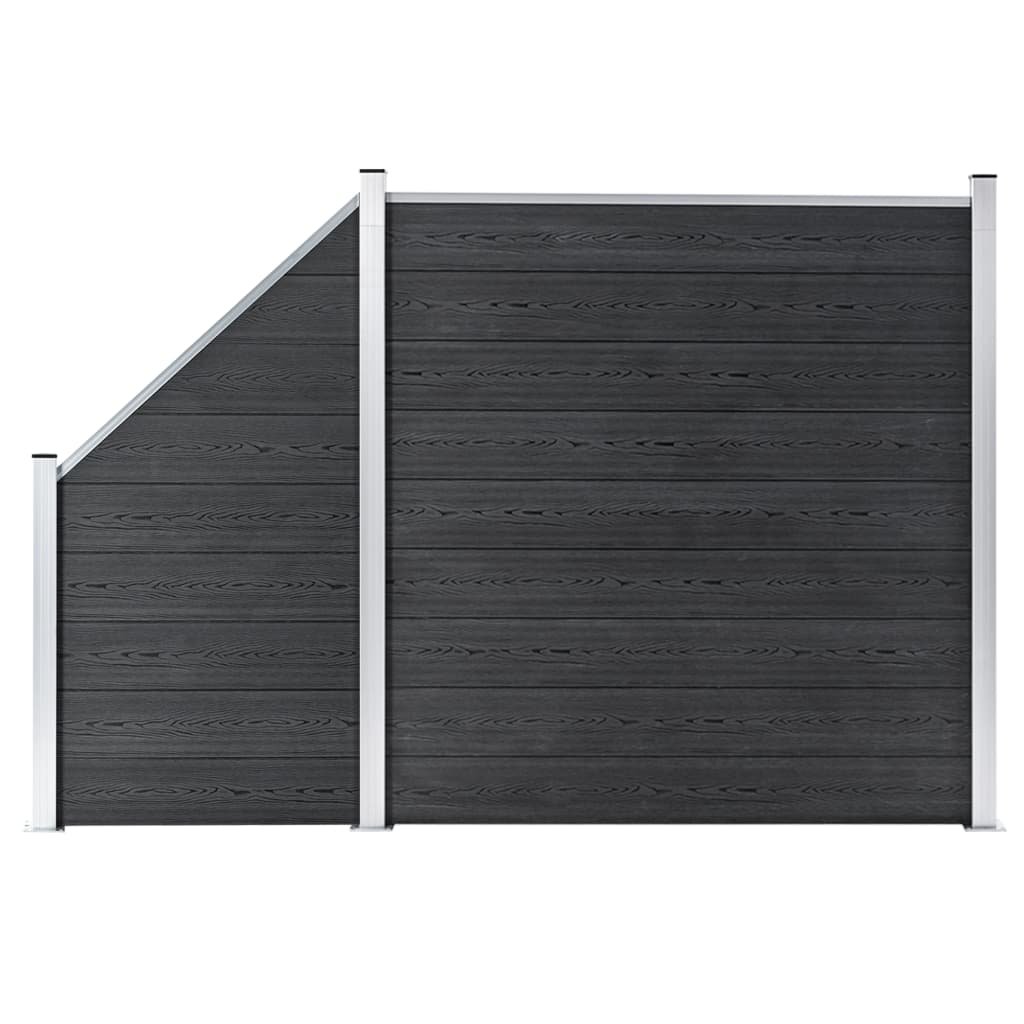 vidaxl Ogrodzenie WPC, 1 panel kwadratowy+1 skośny, 273x186 cm, szare 3054431