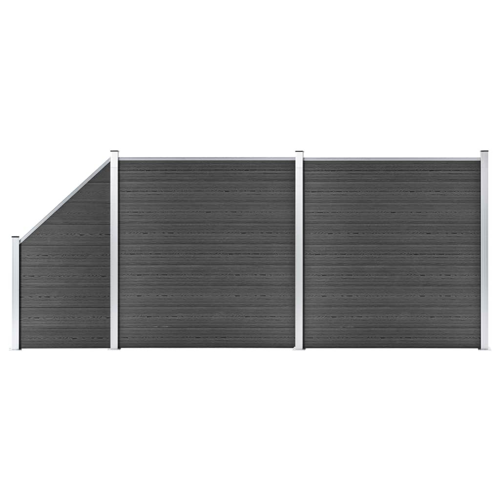 vidaxl Zestaw ogrodzeniowy z WPC, 446x(105-186) cm, czarny! 3070438