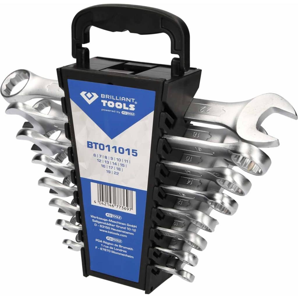 BRILLIANT TOOLS Zestaw kluczy płasko-oczkowych, 15 szt.