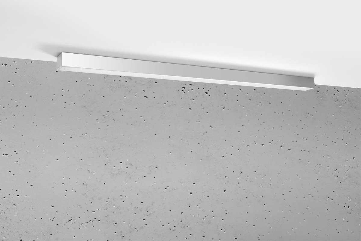 Thoro Nowatorska Lampa PLAFON PINNE 1150 ALUMINIUM/SREBRNY/SATYNA Minimalistyczny Design Lampa Sufitowa Natynkowa Moduł LED Ciepła Barwa Światła Oświetlenie do Salonu Sypialni Biura Oprawa THORO TH.079