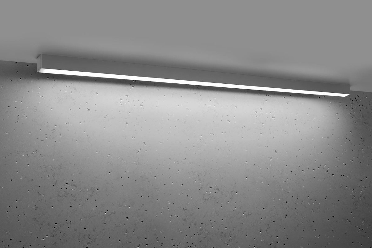 Thoro Nowatorska Lampa PLAFON PINNE 1450 ALUMINIUM Minimalistyczny Design Lampa Sufitowa Natynkowa Moduł LED Zimna Barwa Światła Oświetlenie do Salonu Sypialni Biura Oprawa THORO TH.100