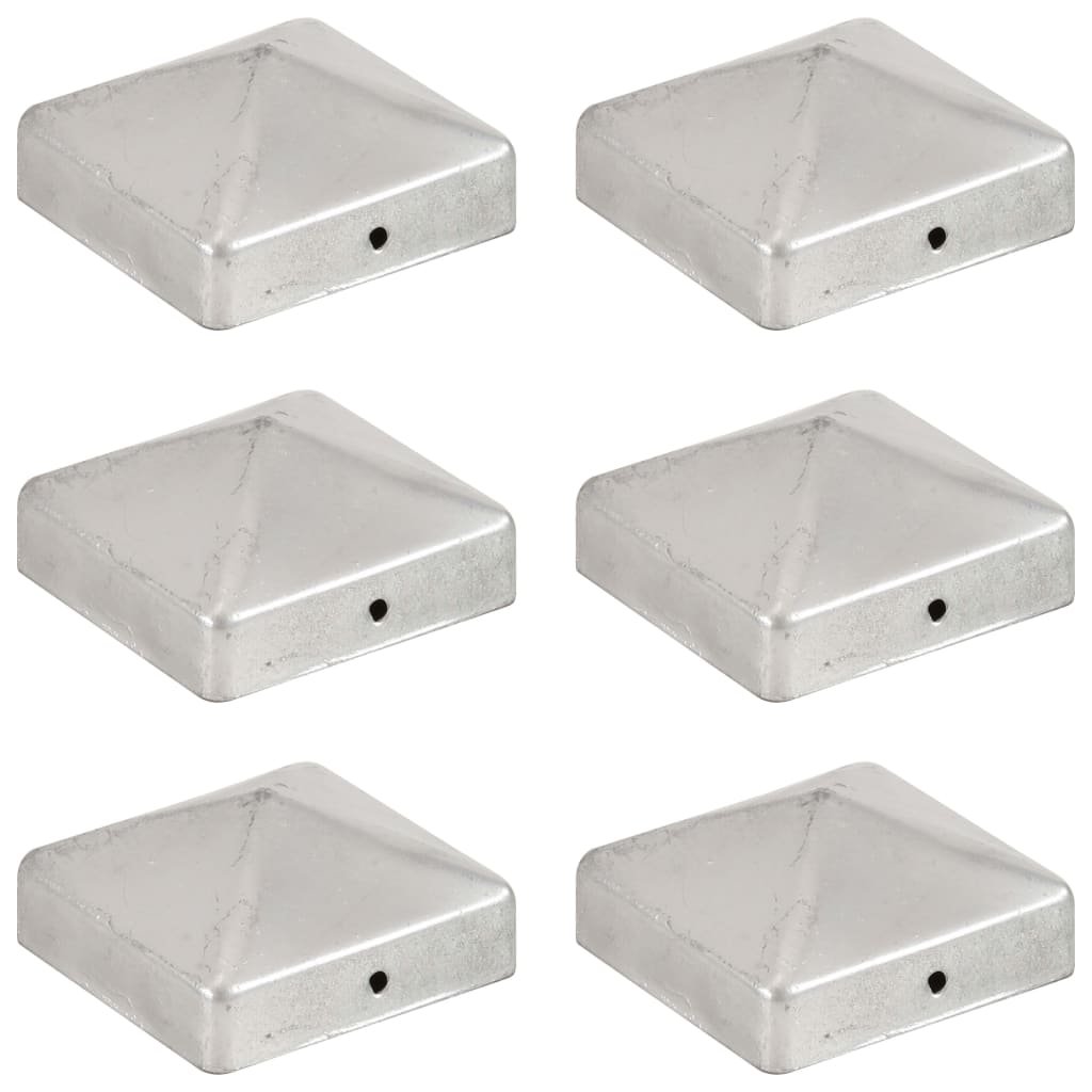 vidaXL Zatyczki na słupki, piramidki, 6 szt., metalowe, 71x71 mm