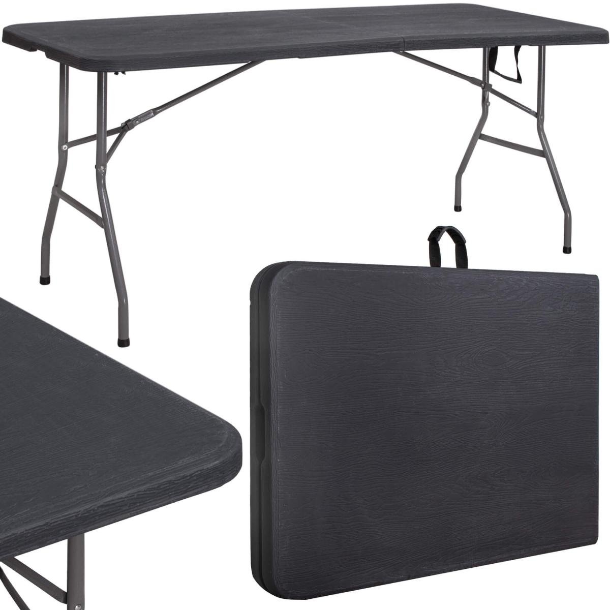 Stół cateringowy 180 cm bankietowy składany w walizkę stolik ogrodowy, turystyczny czarny GF0052