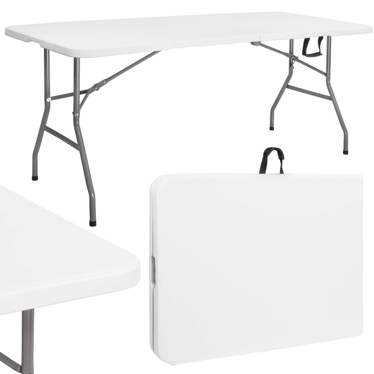 Stół cateringowy 180 cm bankietowy składany w walizkę stolik ogrodowy, turystyczny biały GF0051