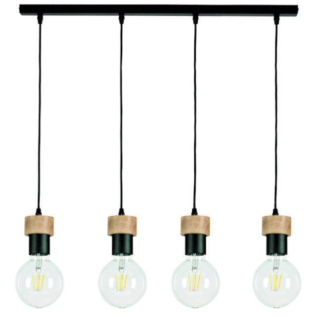 Britop LAMPA wisząca CLARTE 3271404 loftowa OPRAWA metalowy zwis drewno czarny