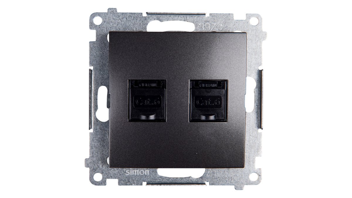 Kontakt Simon Simon 54 Gniazdo komputerowe podwójne 2xRJ45 kat.6 z przesłoną antracyt D62.01/48 WMDK-0620xx-048 0001-00000-51072 [4351604]