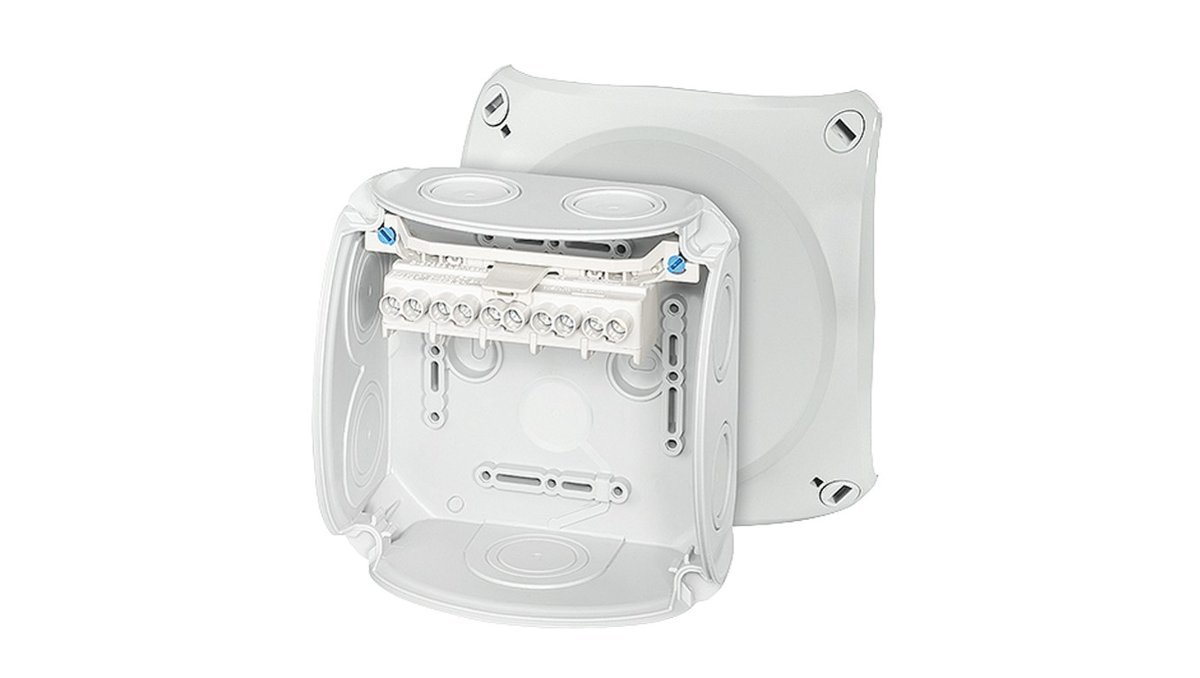 Hensel Puszka odgałęźna DK 0606 GZ natynkowa dla Cu 1,5-6 mm2 z zaciskami 5 biegunowa szara z tylną dławnicą 5457 DK 0606 GZ