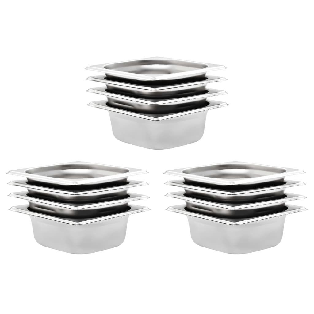 vidaXL vidaXL Tace gastronomiczne, 12 szt., GN 1/6, 65 mm, stal nierdzewna