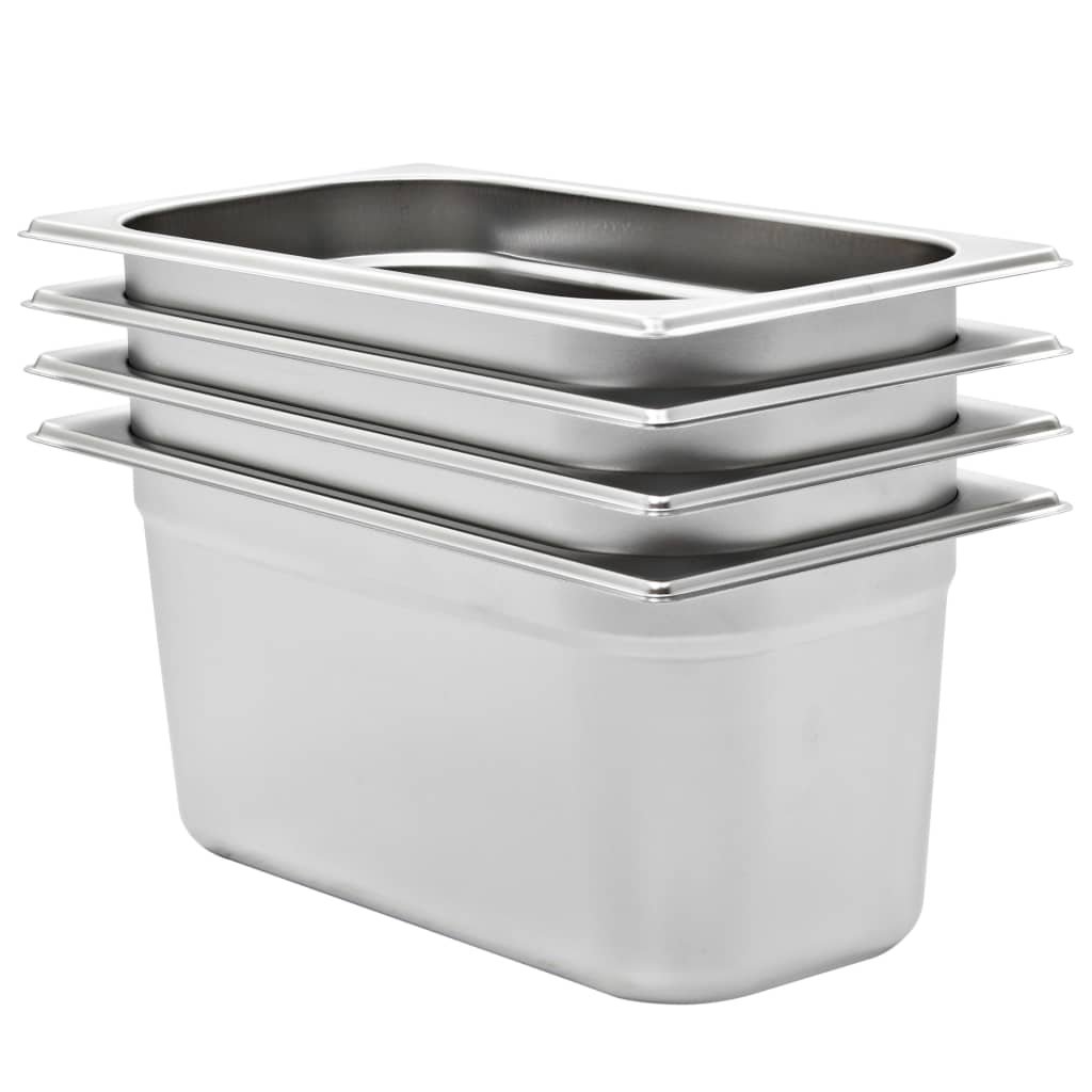 vidaXL vidaXL Tace gastronomiczne, 4 szt., GN 1/3 150 mm, stal nierdzewna