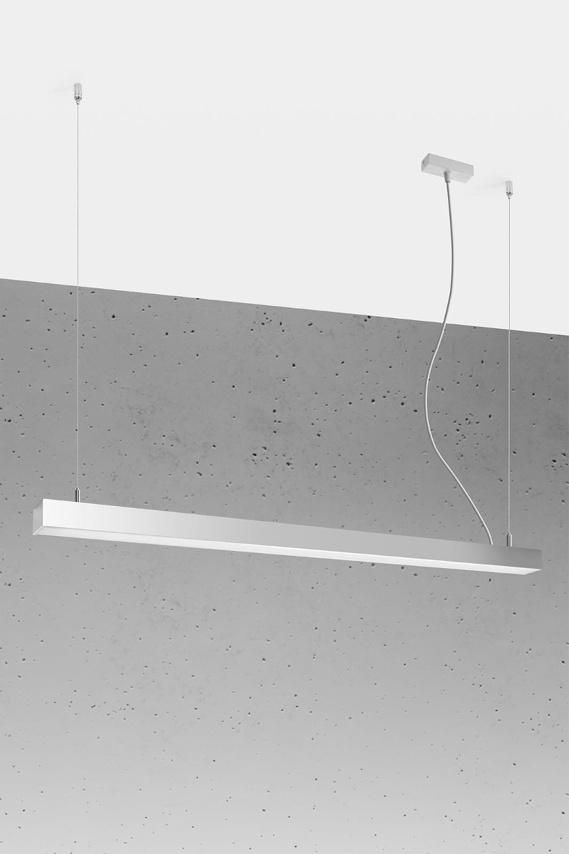 Thoro Nowatorska Lampa Wisząca PINNE 1150 ALUMINIOWY SREBRNY SATYNA Minimalistyczny Design Lampa Sufitowa Natynkowa Żyrandol Moduł LED Zimna Barwa Światła Oświetlenie do Salonu Nad Stół Sypialni Biura Opraw TH.070