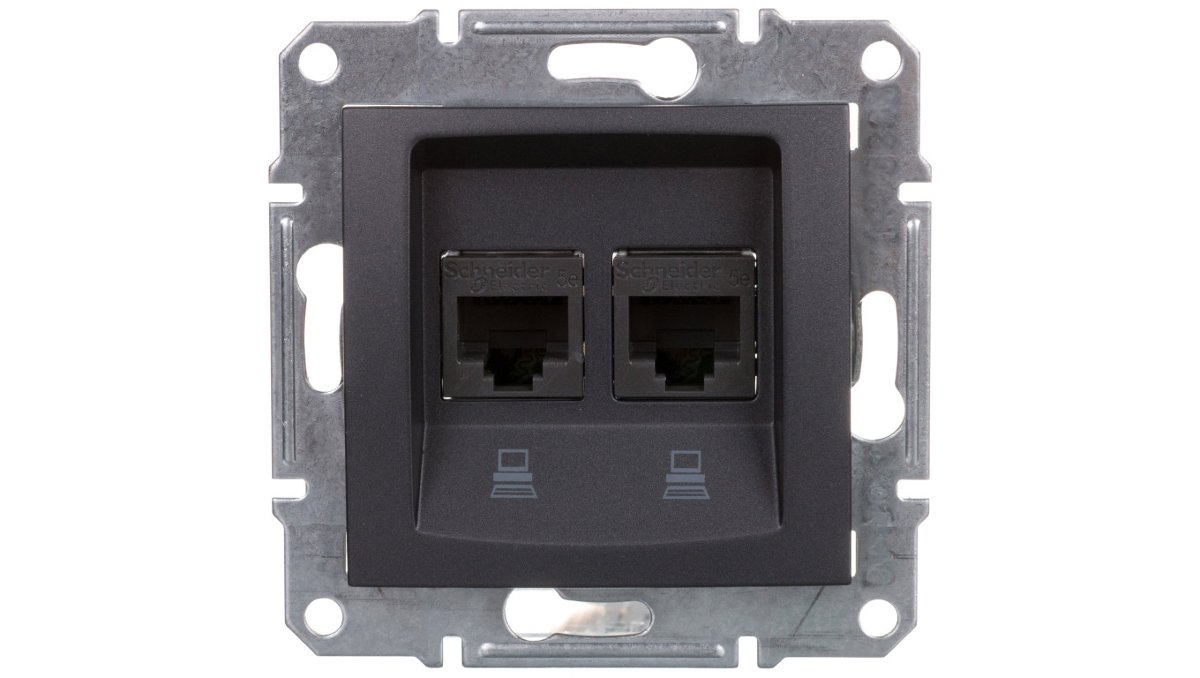 Schneider Electric SEDNA Gniazdo komputerowe 2 podwójne 2xRJ45 kat.5e grafit SDN4400170 SDN4400170/SCH