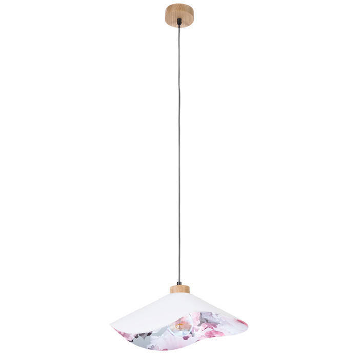 Britop Wisząca LAMPA materiałowa HATTU FLORAL 1614719174 kopułowa OPRAWA vintage ZWIS motyw kwiatowy szary multikolor