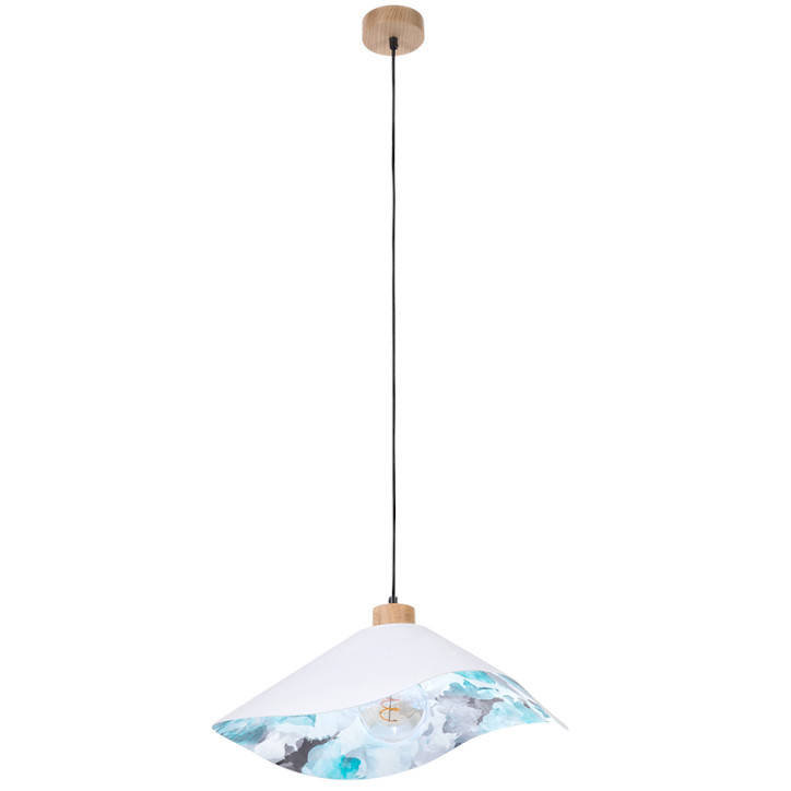 Britop Wisząca LAMPA vintage HATTU FLORAL 1615619174 materiałowa OPRAWA kopuła ZWIS hampton biały multikolor