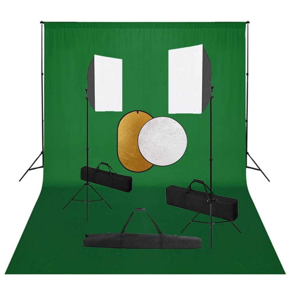 vidaXL Zestaw studyjny Zestaw studyjny z lampami softbox tłem i blendami 3067054