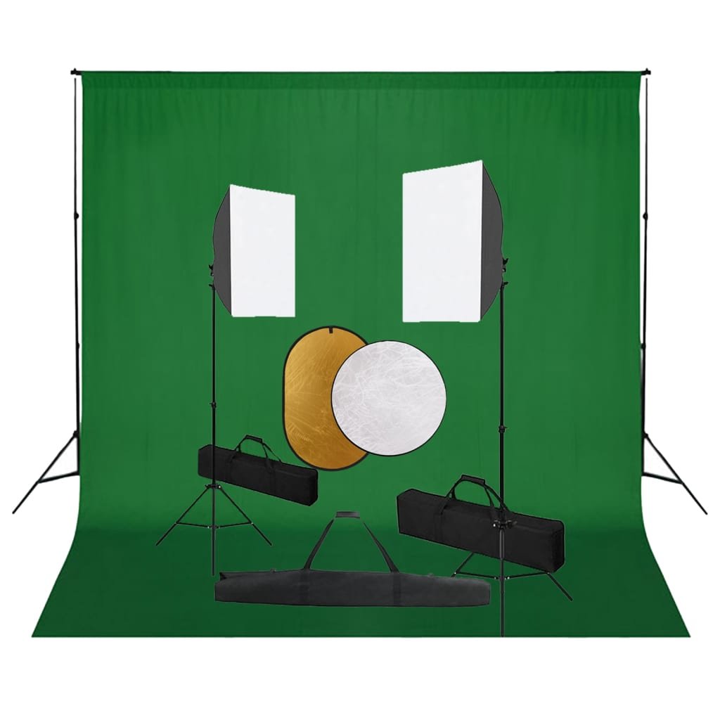 vidaXL Zestaw studyjny Zestaw studyjny z lampami softbox tłem i blendami 3067051