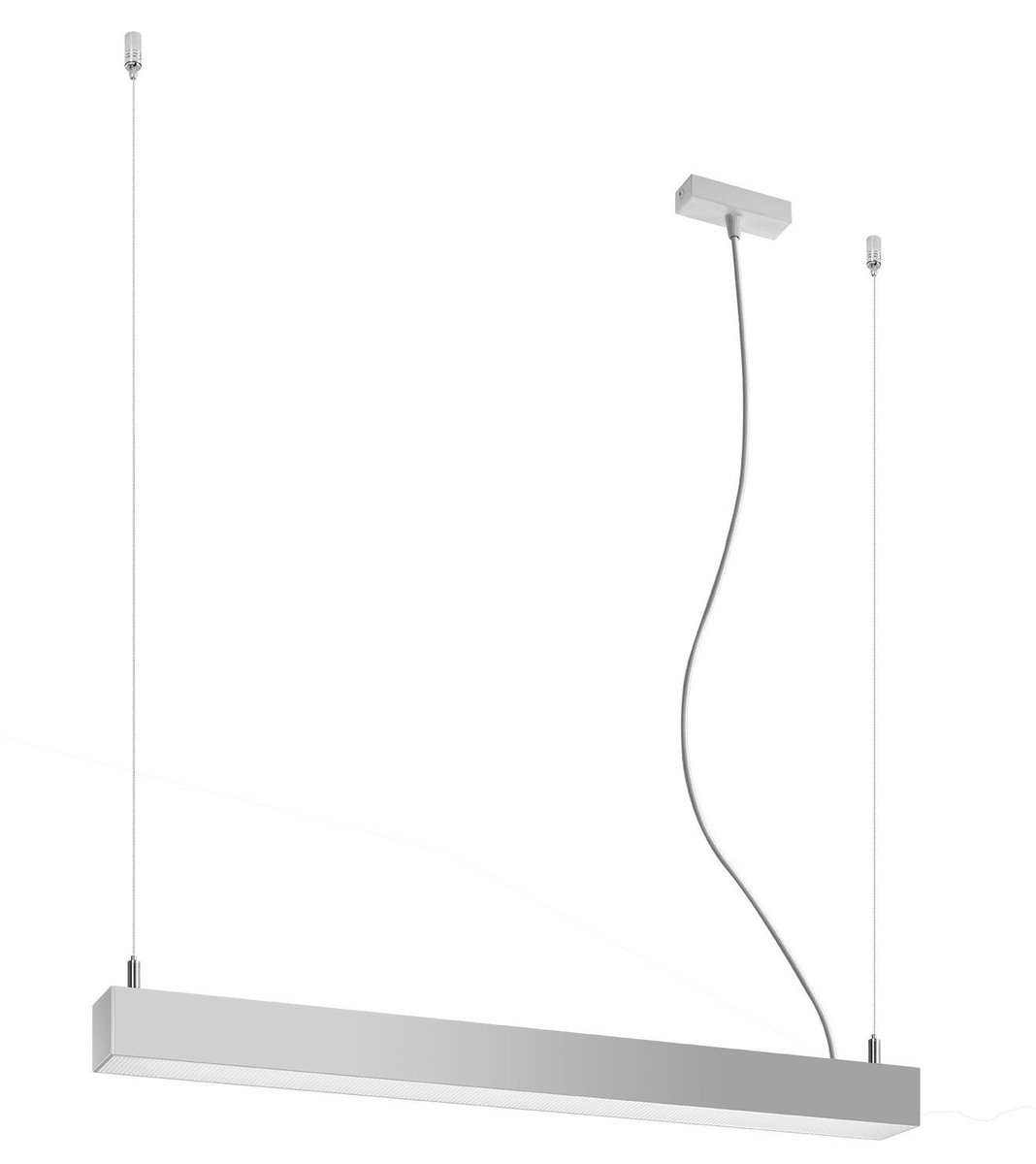 Thoro Nowatorska Lampa Wisząca PINNE 650 ALUMINIOWA SREBRNA SATYNA Minimalistyczny Design Żyrandol Sufitowy Regulacja Długości Moduł LED Zimna Barwa Światła Oświetlenie nad Stół do Salonu Sypialni Oprawa TH TH.034