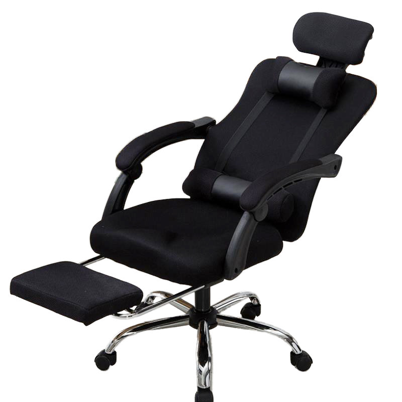 Ergonomiczny, obrotowy fotel z podnóżkiem i zagłówkiem, wentylacja - czarny