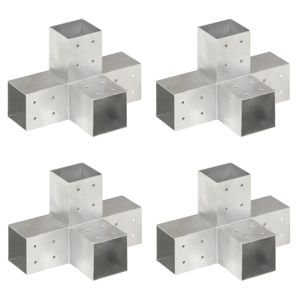 vidaXL Łączniki do słupków w kształcie X, 4 szt., metalowe, 81x81 mm