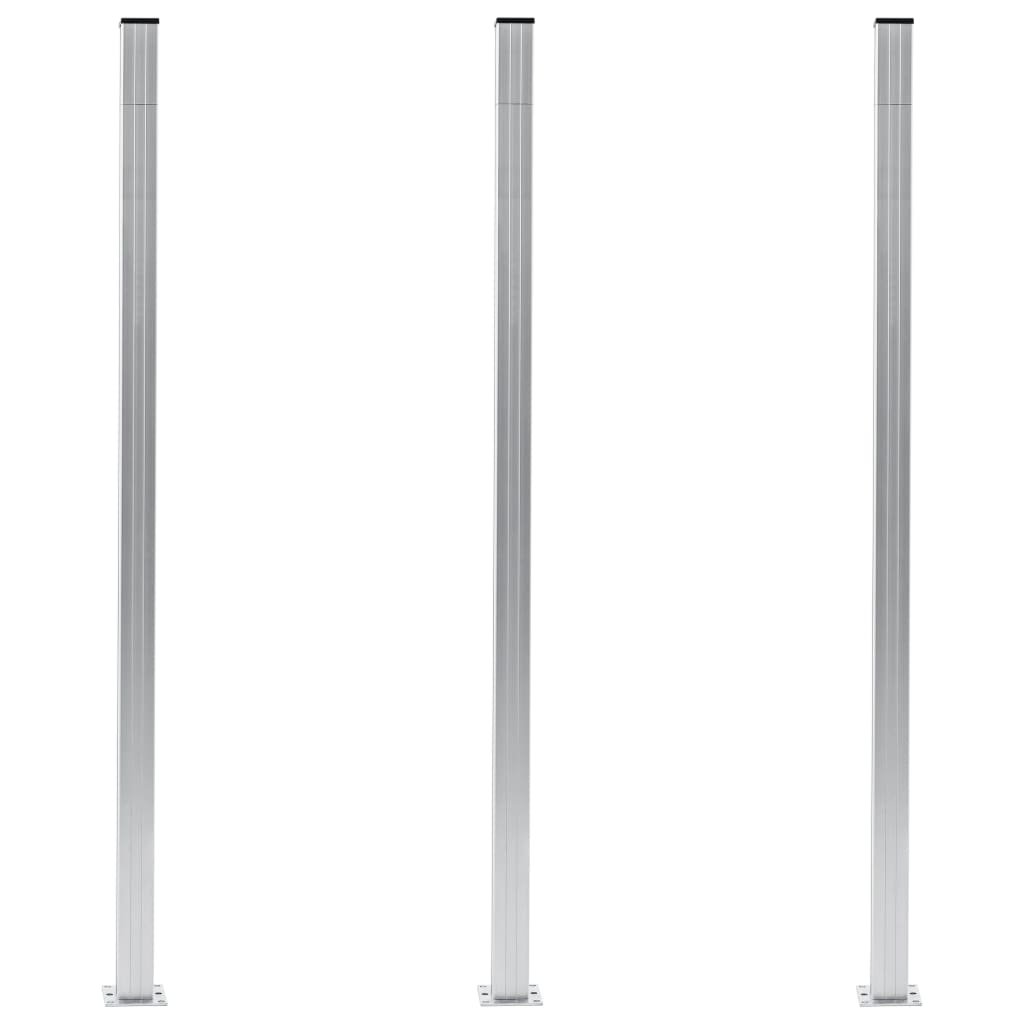 vidaxl Słupki ogrodzeniowe, 3 szt., aluminium, 185 cm 49077