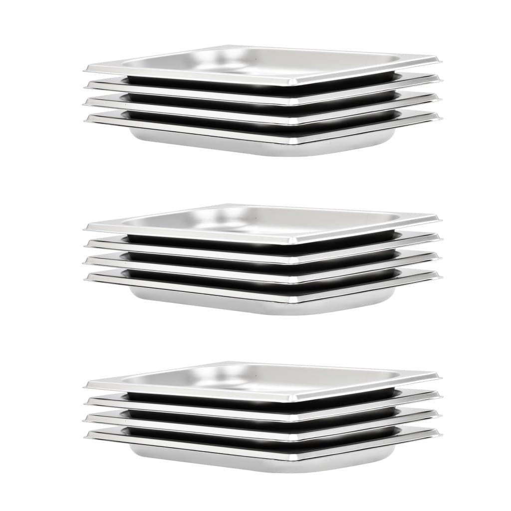 vidaXL vidaXL Tace gastronomiczne, 12 szt., GN 1/4 20 mm, stal nierdzewna
