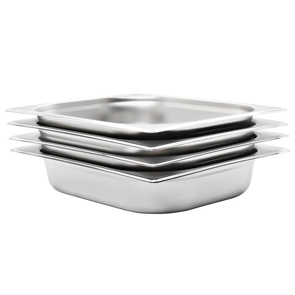 vidaXL vidaXL Tace gastronomiczne, 4 szt., GN 1/2, 65 mm, stal nierdzewna