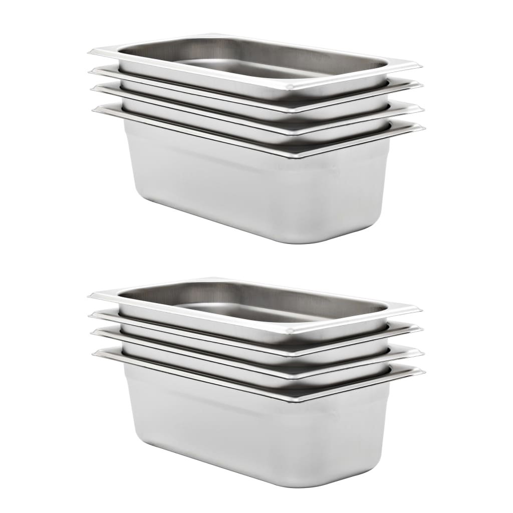 vidaXL vidaXL Tace gastronomiczne, 8 szt., GN 1/3 100 mm, stal nierdzewna